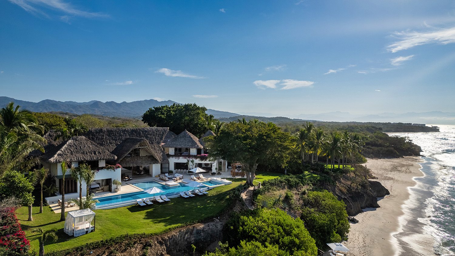 Ranchos Estates #2, Punta Mita: pool, palapas and gardens